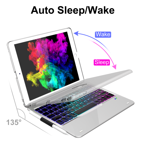 iPad Keyboard Case for iPad 10.2 2019 7th Generation Detachable- Thin & Light- 135° Folding- Auto Sleep Wake iPad Air 3rd Gen 10.5 2019 iPad Pro 10.5 2017-7 Color Backlit/ 343 Mixed Mode 